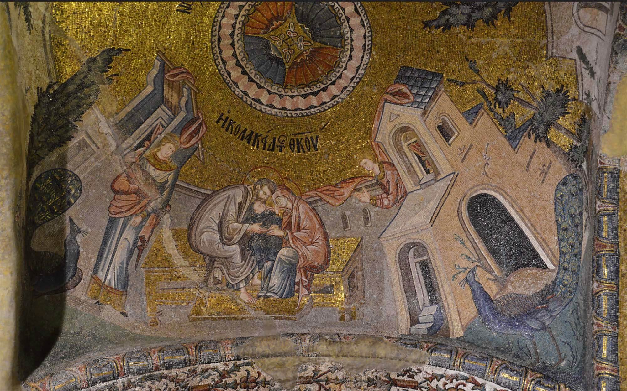 Joachim ve Anna, İki Uşak Eşliğinde Mary'ye Sarılıyor